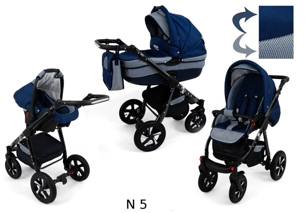Nexxo Black 3 in 1 Barnvagn - Blue/Black