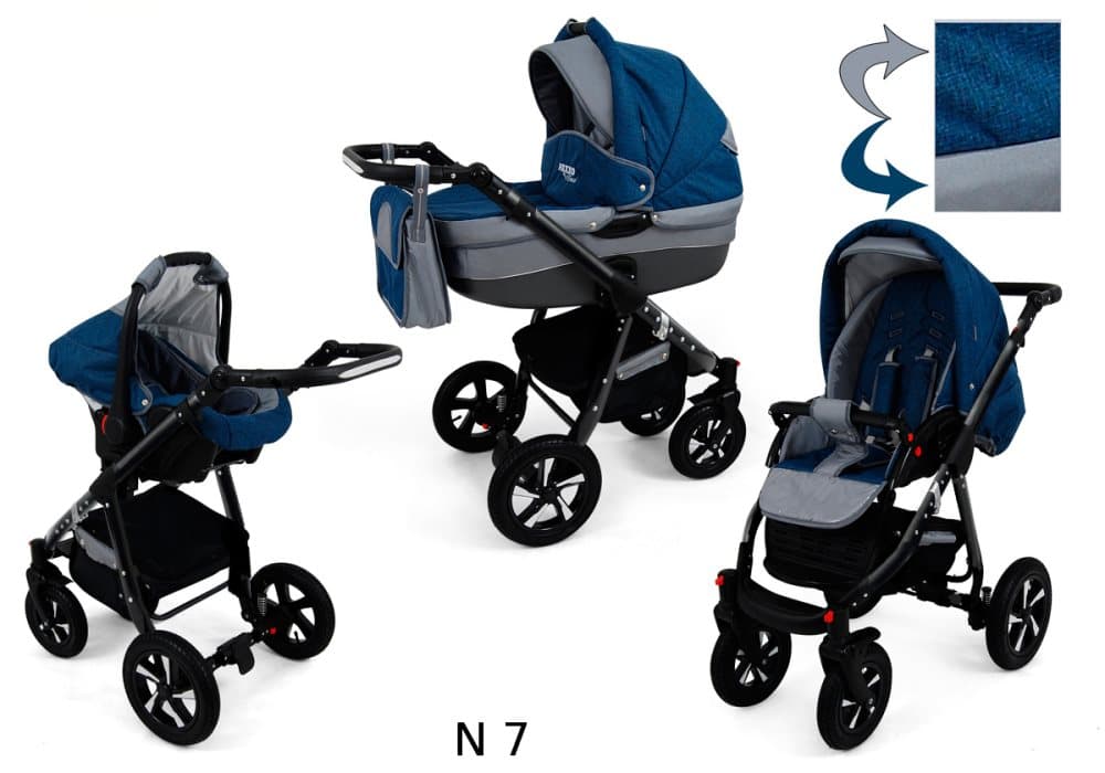 Nexxo Black 3 in 1 Barnvagn - Outdoor Navy