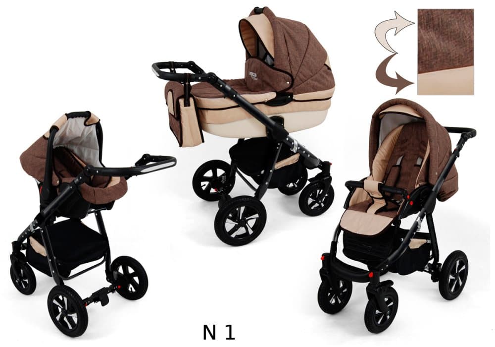 Nexxo Black 3 in 1 Barnvagn - Black/Brown/Beige