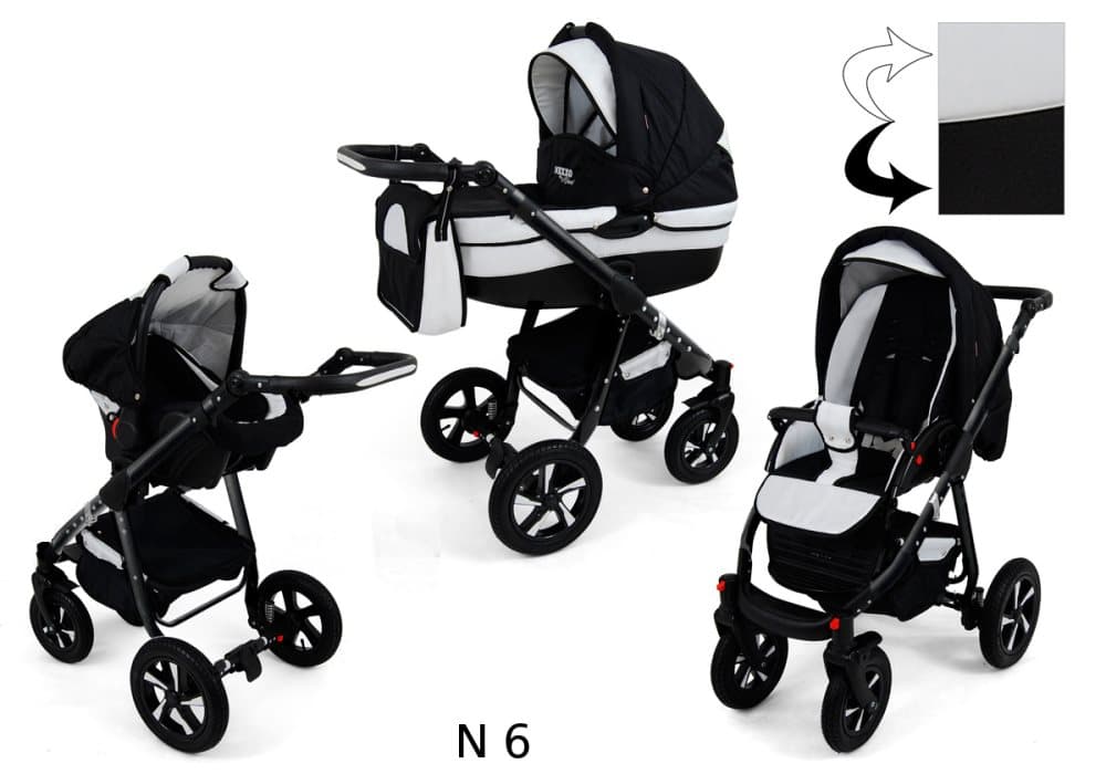 Nexxo Black 3 in 1 Barnvagn - Black/White