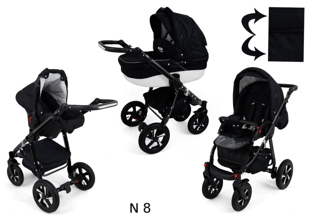 Nexxo Black 3 in 1 Barnvagn - Black/Snow