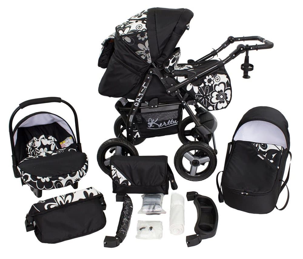 Lirdo Kombi 3 in 1 Barnvagn - Black/White