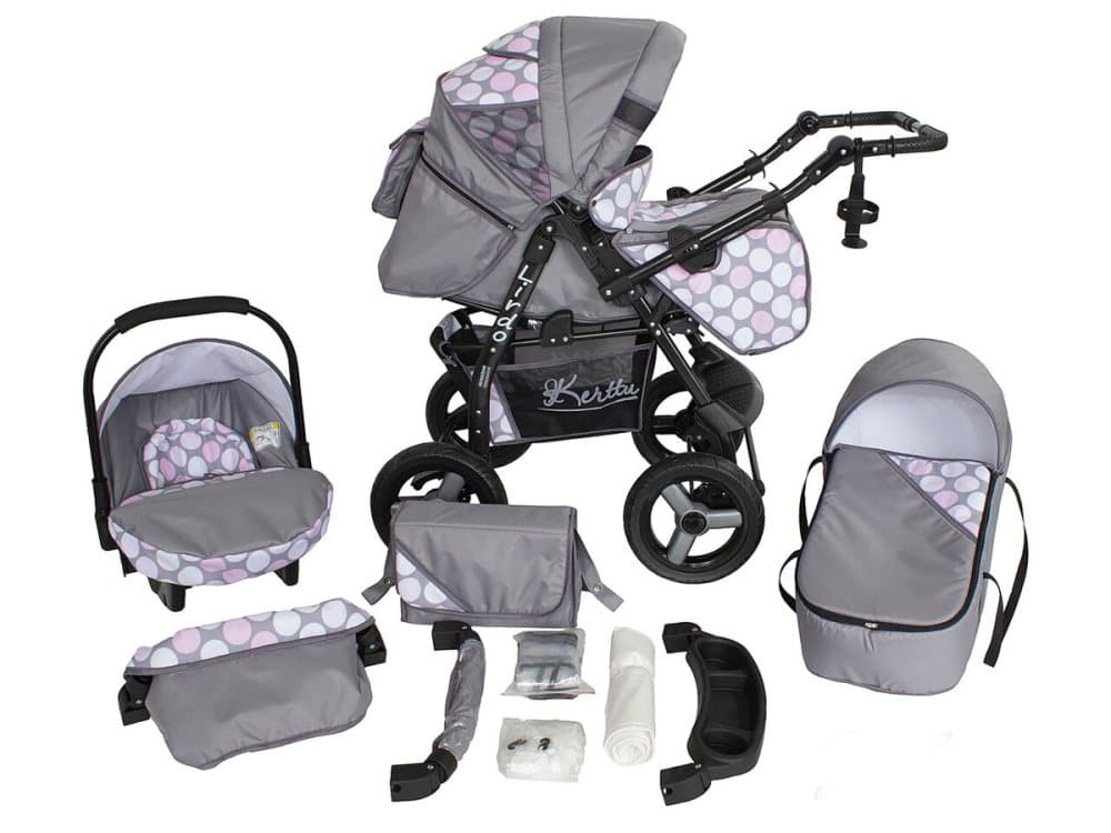 Lirdo Kombi 3 in 1 Barnvagn - Pink/Grey