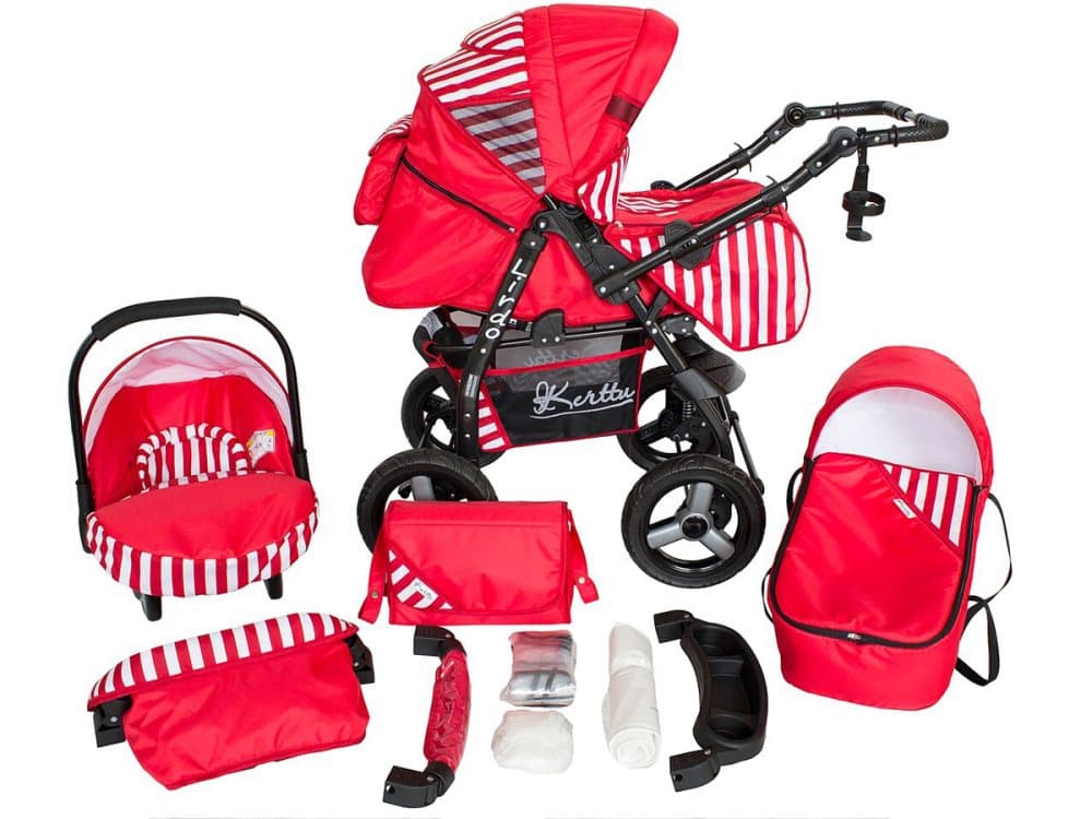 Lirdo Kombi 3 in 1 Barnvagn - Red/White