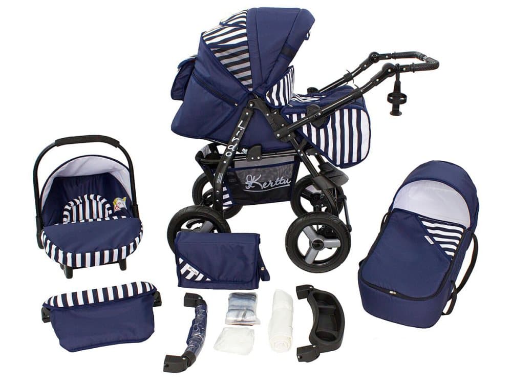 Lirdo Kombi 3 in 1 Barnvagn - Blue/White