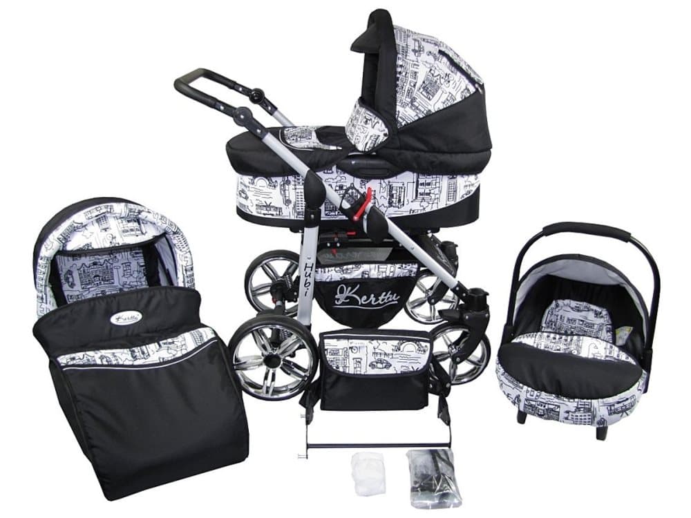 3in1 Barnvagn Hubi | Travel System - Black/White