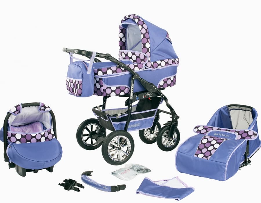 Bavario Duo Kombi 3 in 1 Barnvagn - Blue/Purple