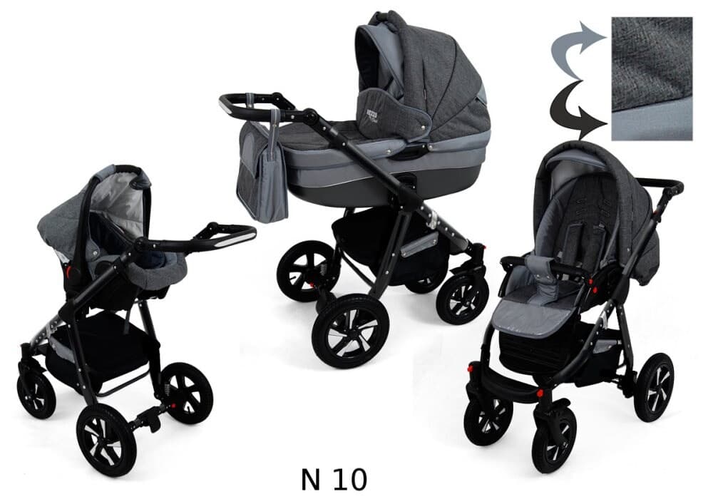 Nexxo Black 3 in 1 Barnvagn - Lounge Grey