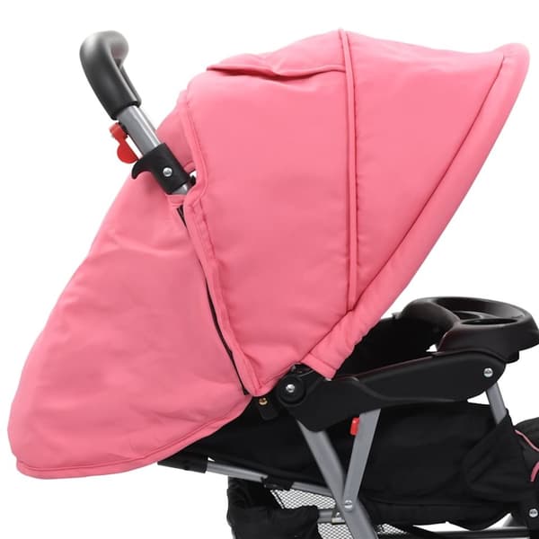 vidaXL Tandemvogn rosa og svart stål
