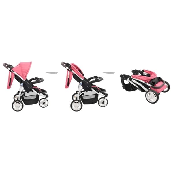 vidaXL Sittvagn 3 hjul rosa och svart