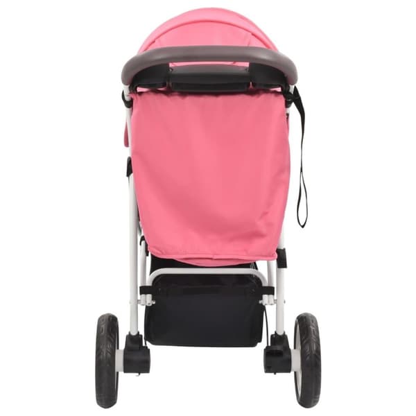 vidaXL Sittvagn 3 hjul rosa och svart