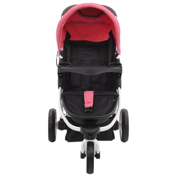 vidaXL Sittvagn 3 hjul rosa och svart