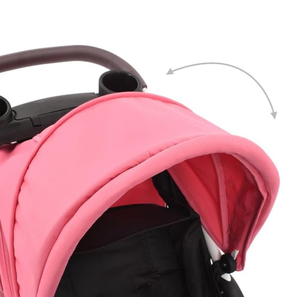 vidaXL Sittvagn 3 hjul rosa och svart