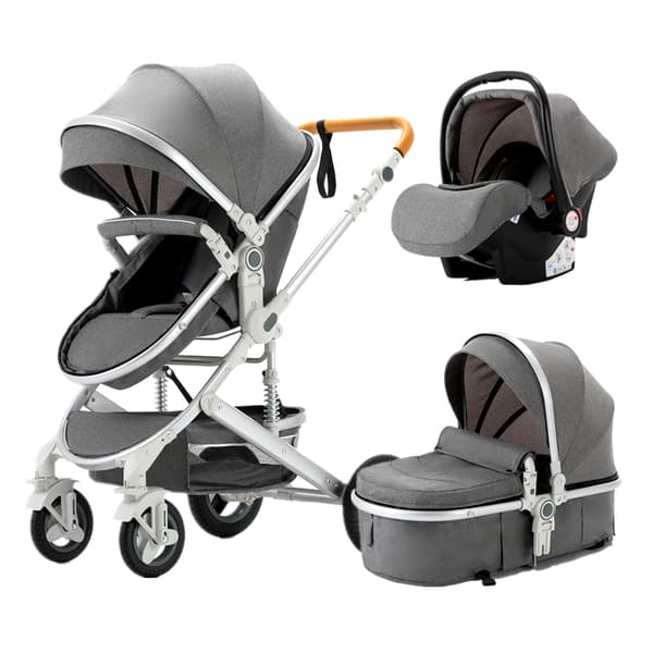 FinFlicka Combi -rattaat 3 in 1 Anti-shock Luxury -rattaat - Harmaa