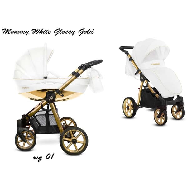 ​Mommy Glossy White Barnvagn - Gold