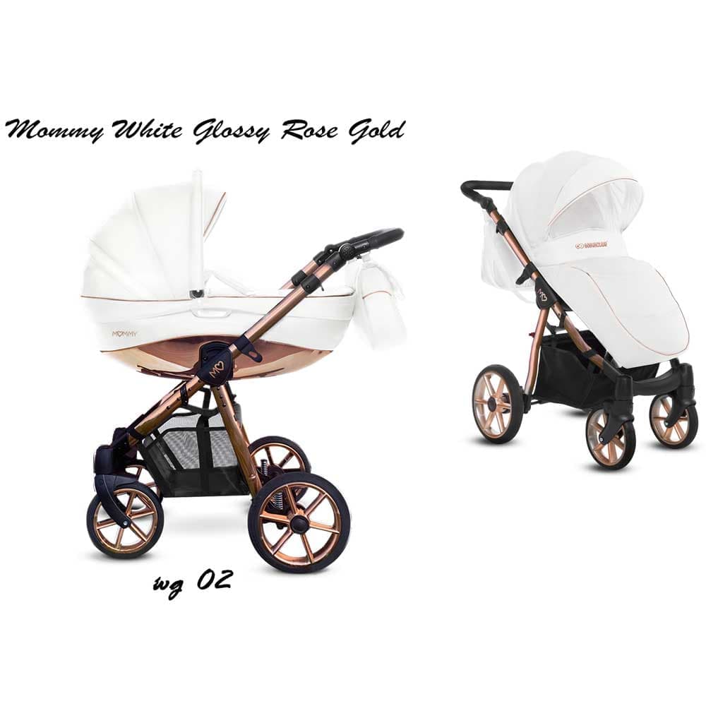 Mommy Glossy White Barnvagn - Rose Gold