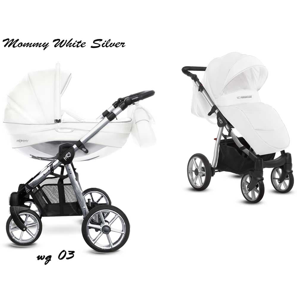Mommy Glossy White Barnvagn - Silver