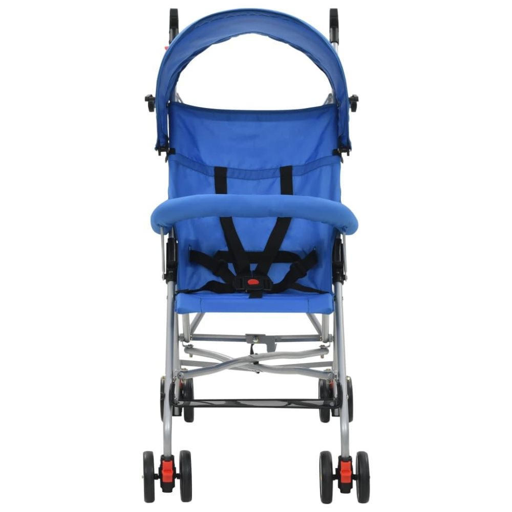 Barnvagn hopfällbar stål blå