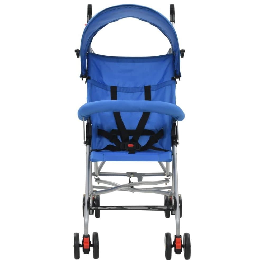 Barnvagn hopfällbar stål blå