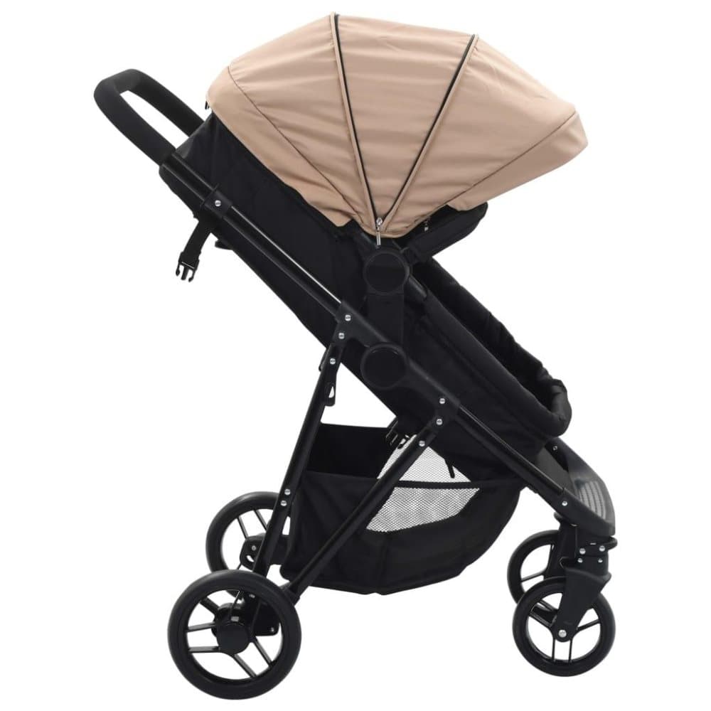 2-i-1 Sitt-/liggvagn taupe och svart stål