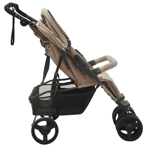 vidaXL Tvillingvagn taupe stål