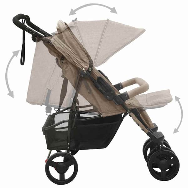 vidaXL Tvillingvagn taupe stål