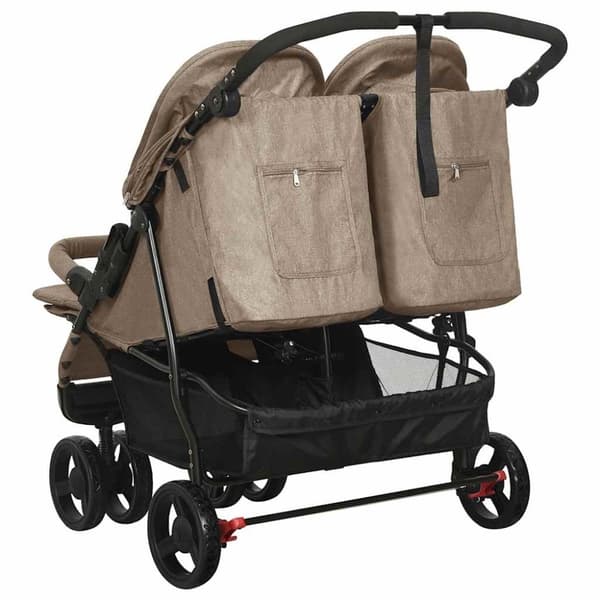 vidaXL Tvillingvagn taupe stål