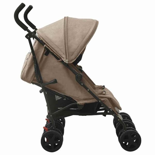 vidaXL Tvillingvagn taupe stål