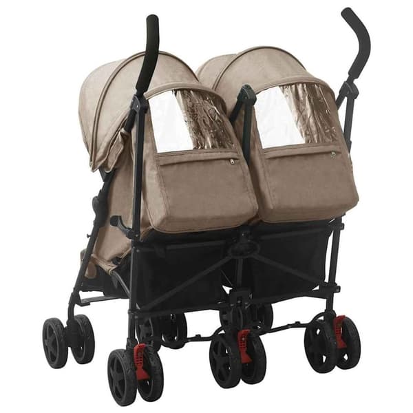 vidaXL Tvillingvagn taupe stål