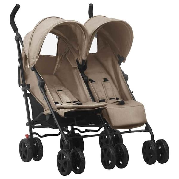 vidaXL Tvillingvagn taupe stål