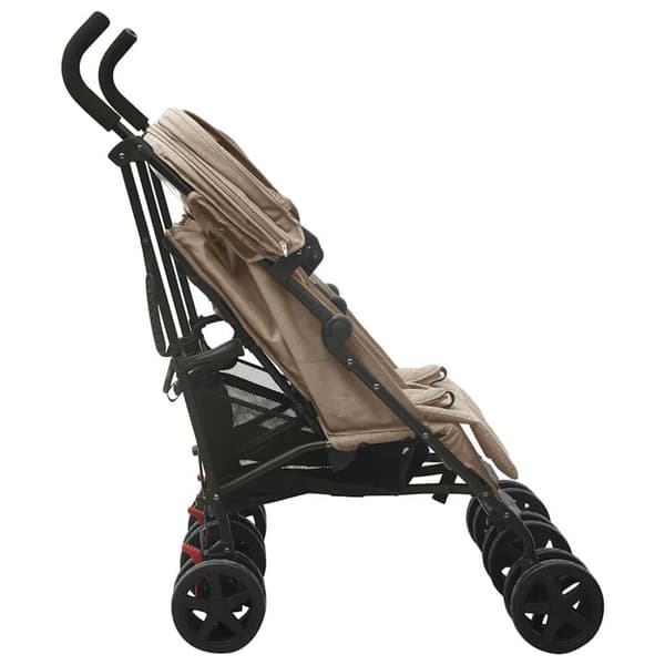 vidaXL Tvillingvagn taupe stål