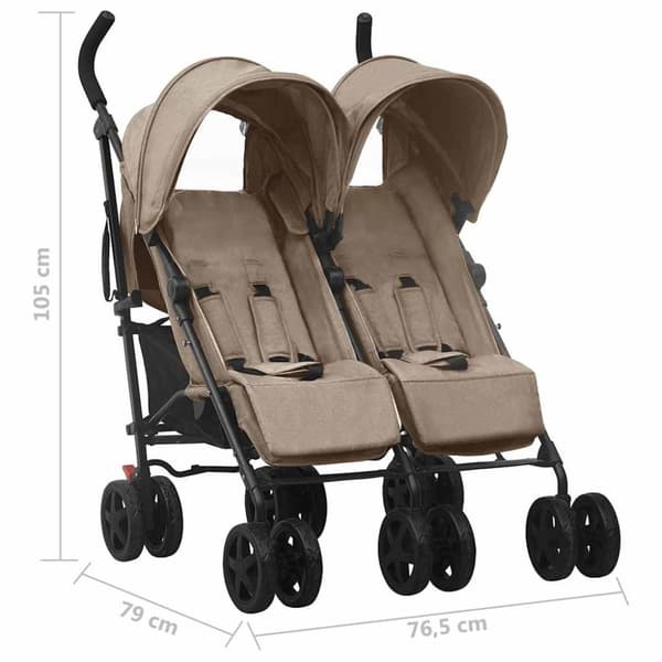 vidaXL Tvillingvagn taupe stål