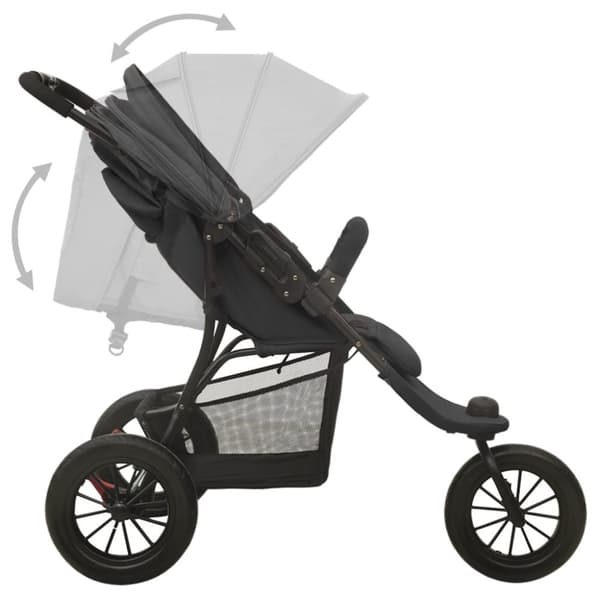 vidaXL Barnvagn antracit stål