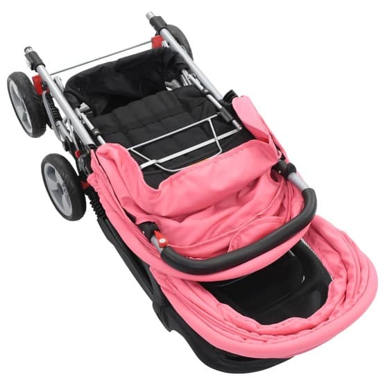 Syskonvagn Rosa Och Svart Stål