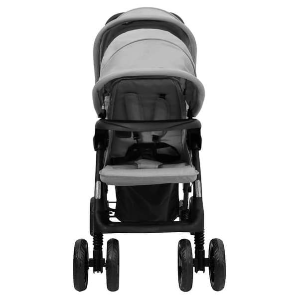 vidaXL Tandem tvillingvagn ljusgrå stål