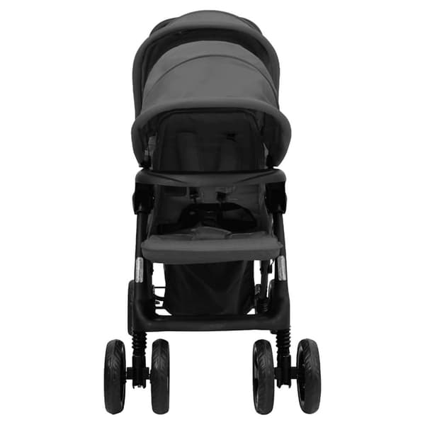 vidaXL Tandem tvillingvagn mörkgrå stål