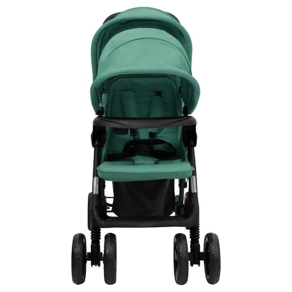 vidaXL Tandem tvillingvagn grön stål