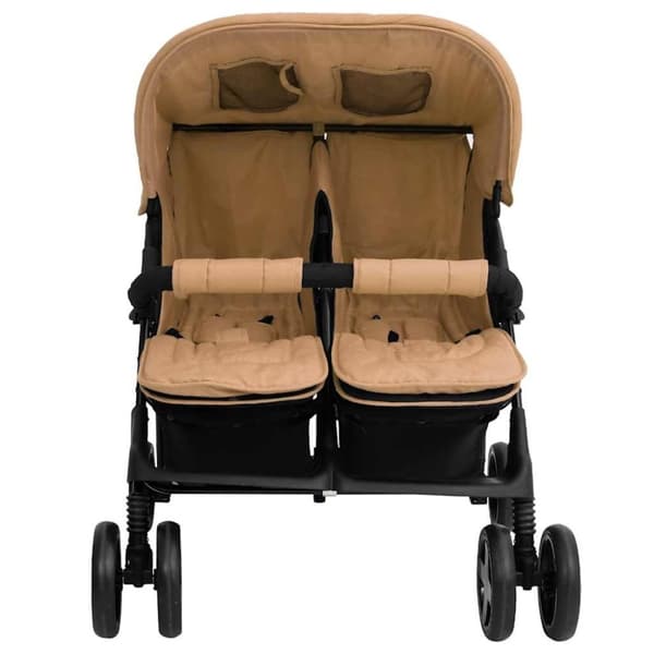 vidaXL Tvillingvagn taupe stål