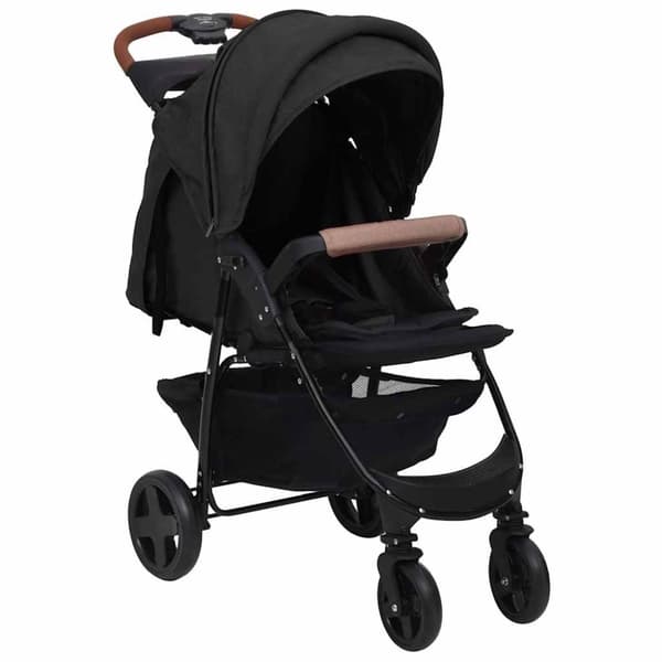 vidaXL Barnvagn 2-i-1 antracit stål