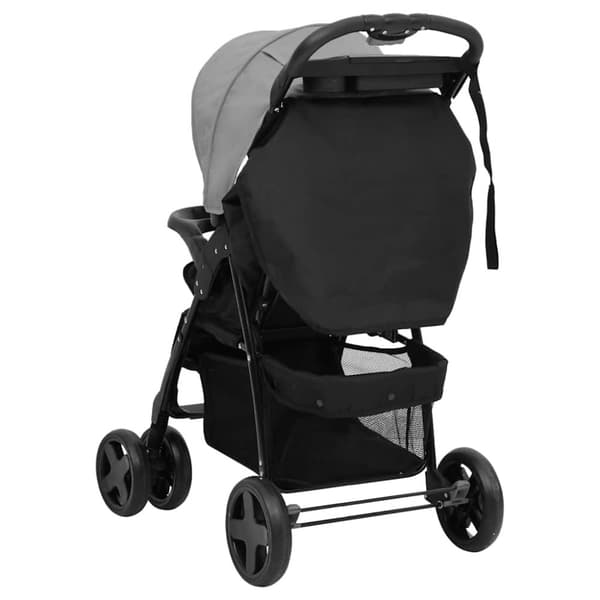 vidaXL Barnvagn 2-i-1 ljusgrå och svart stål
