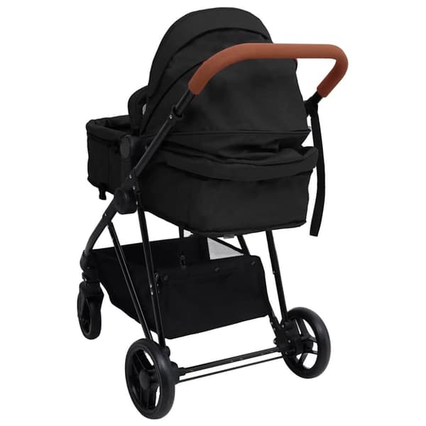 vidaXL Barnvagn 3-i-1 antracit och svart stål