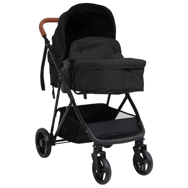 vidaXL Barnvagn 3-i-1 antracit och svart stål