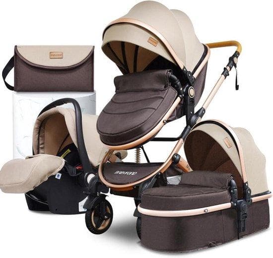 Lyxvagn | 4-i-1 | Barnvagn | Vikbar | Justerbar | 0 till 36 månader | Khaki
