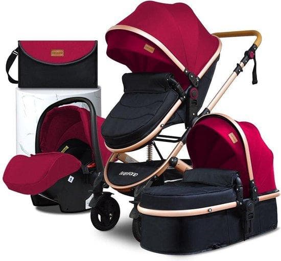 Lyxvagn | 4-i-1 | Barnvagn | Vikbar |Justerbar | 0 till 36 månader | Röd