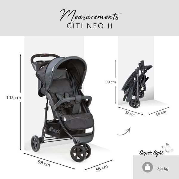 HAUCK Citi Neo II City Stroller Shopper - Kaviarsten - 3 hjul