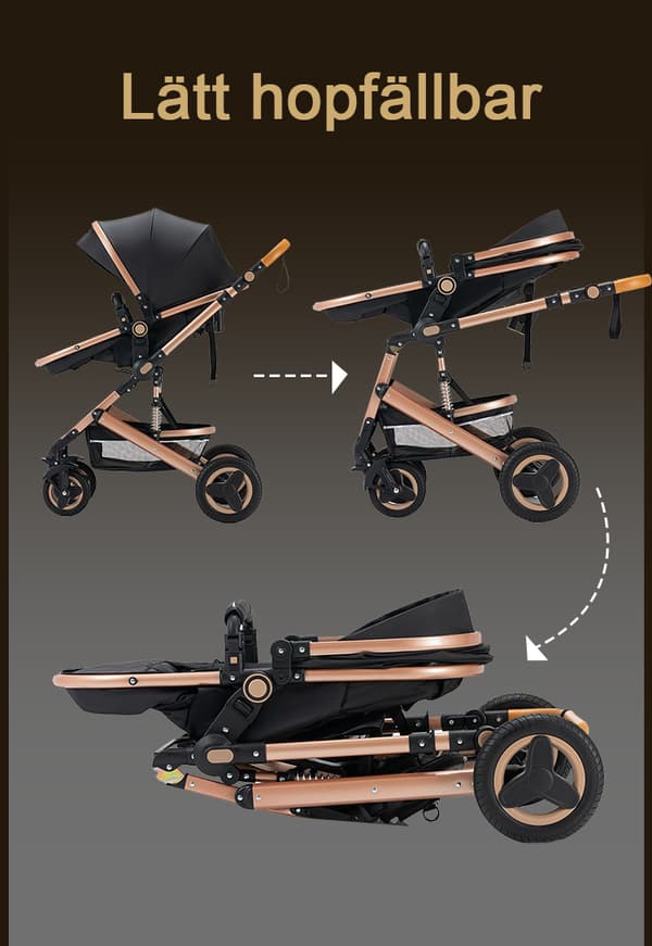 FinFlicka Kombivagn 3 i 1 Barnvagn – Komplett Resesystem- Svart