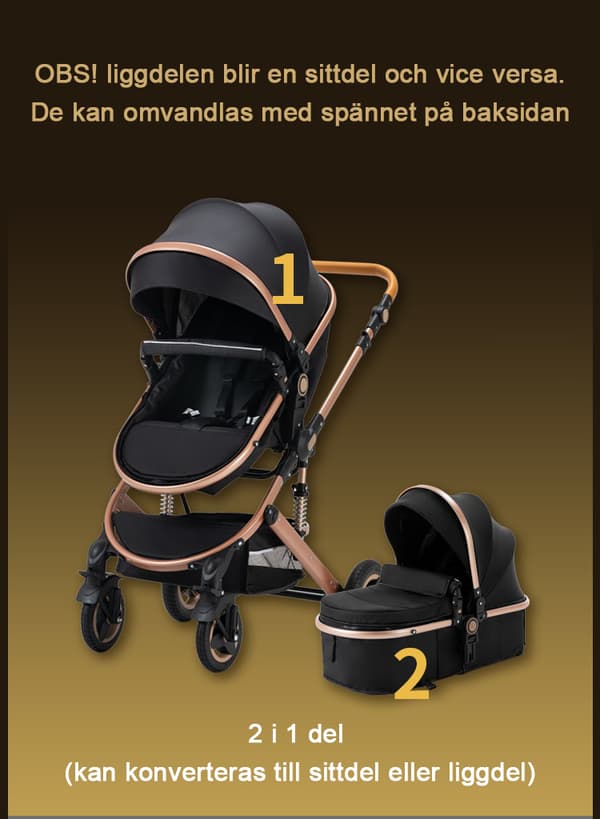 FinFlicka Combi klapvogn 3 i 1 klapvogn - Komplet rejsesystem - Sort