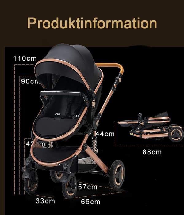 FinFlicka Combi klapvogn 3 i 1 klapvogn - Komplet rejsesystem - Sort
