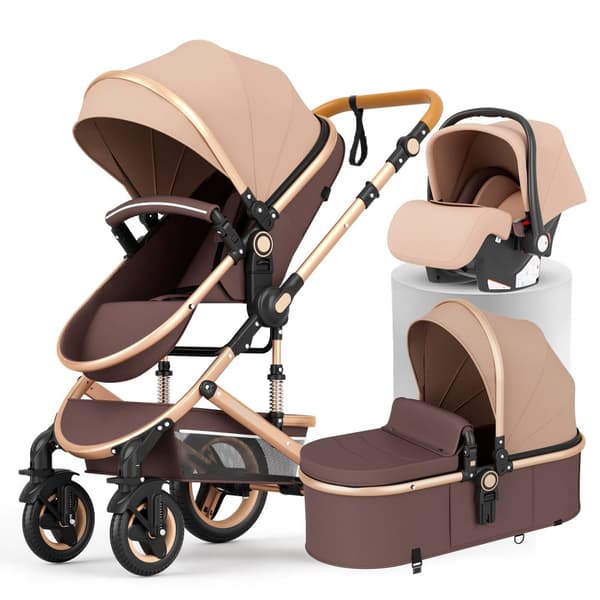FinFlicka Combi klapvogn 3 i 1 klapvogn - Komplet rejsesystem - Kaki