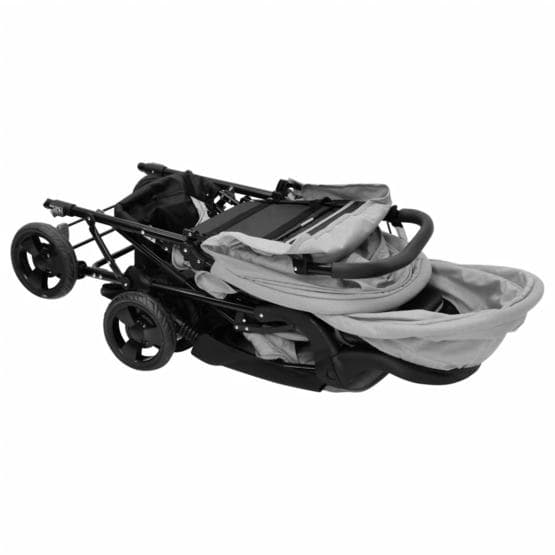 Tandem Tvillingvagn Ljusgrå Stål